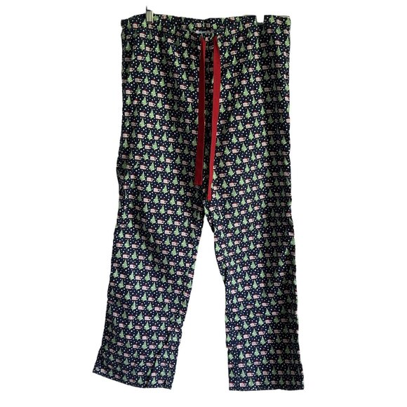 Vineyard Vines Men Christmas Tree Santa Whale Pajama Pants M Cotton Navy Mens - Picture 1 of 7